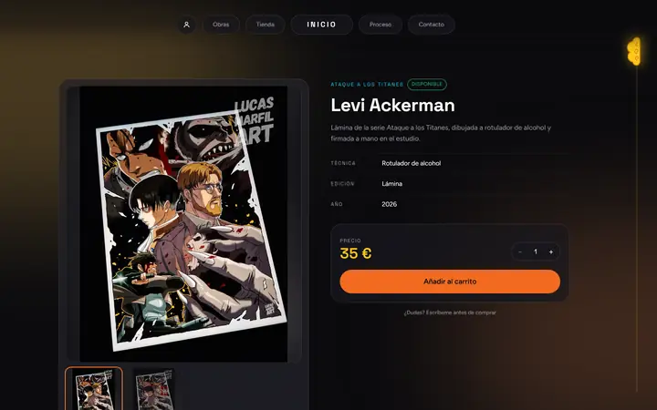 Ficha de la obra Levi Ackerman: imagen grande, técnica, edición, precio y botón de añadir al carrito.